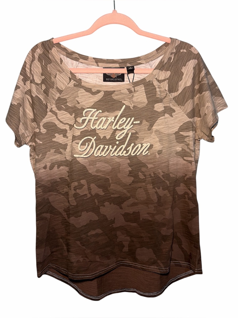 Harley-Davidson NWT Women's Camouflage Short Sleeve Tee - Olive/Gray Ombré